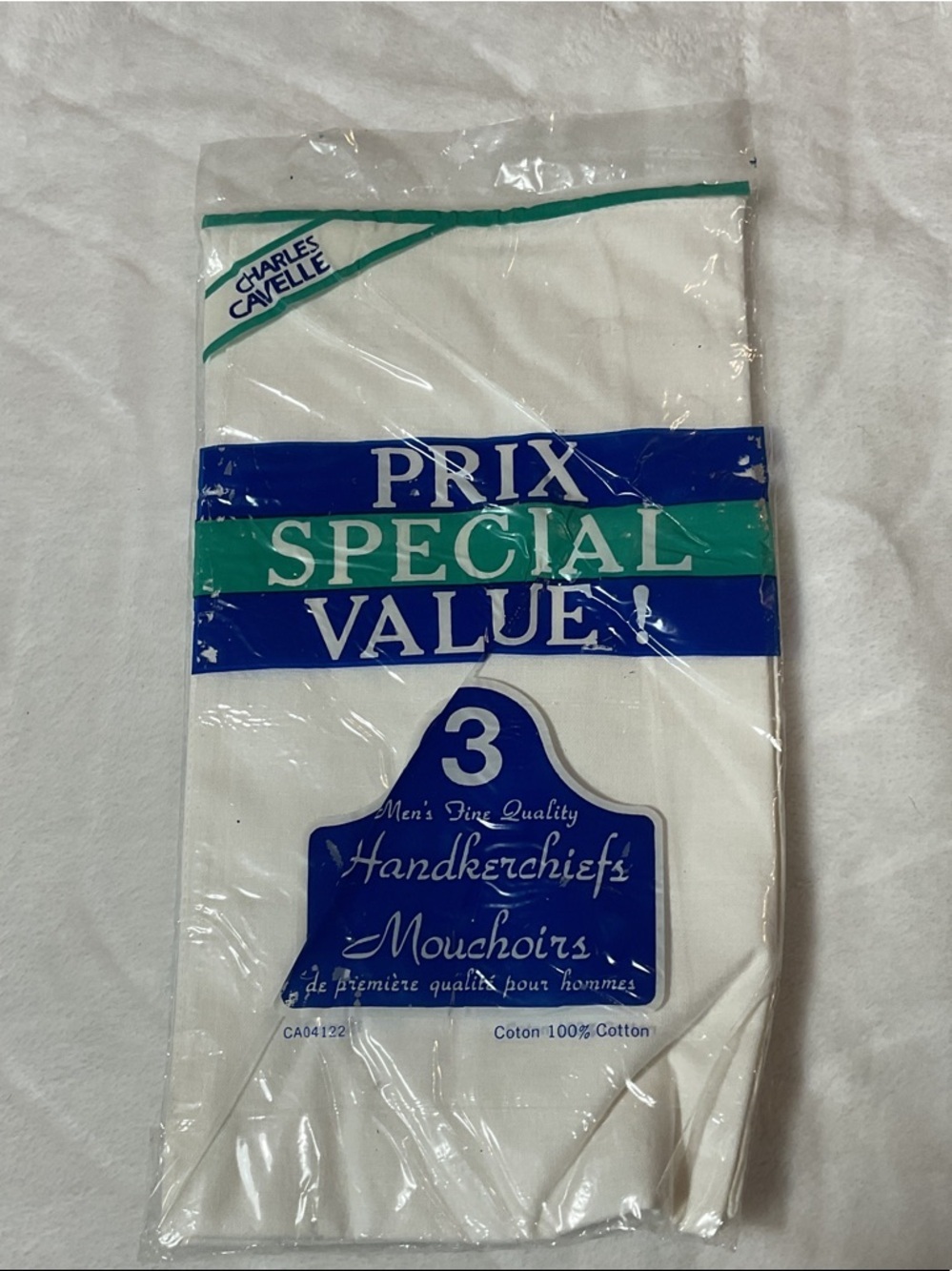 White Men's Pocket Square / Handkerchief (3-Pack) vintage 80’s